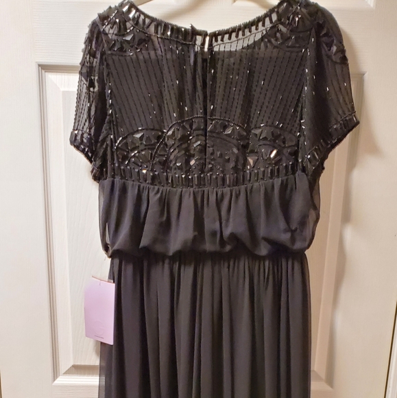 New JS modest black short sleeve maxi beaded dress - Picture 4 of 7